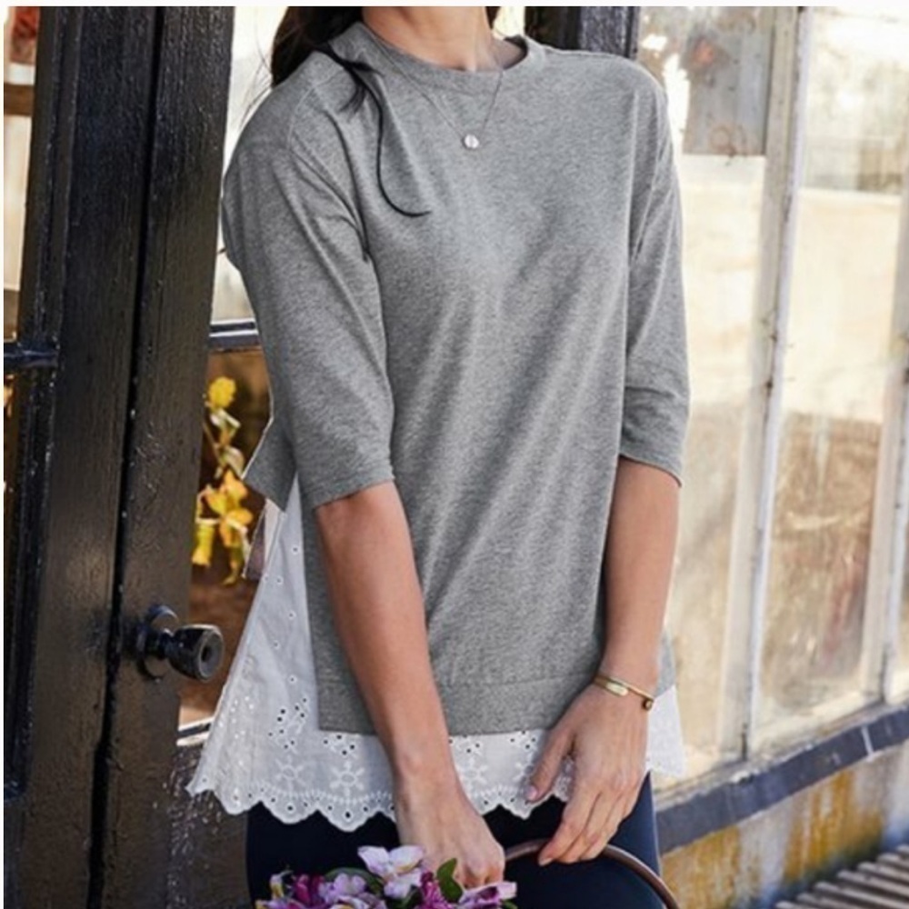 Matilda Jane Top In The Clouds Eyelet Tie Back Half Sleeve Pullover Crewneck S